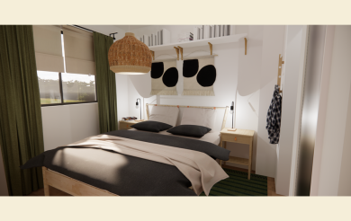 Concept amenajare dormitor minimalist și funcțional