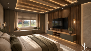 Design living si dormitor matrimonial în stil contemporan